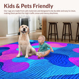Ultra Soft Area Rug, Non Slip, Stain Resistant, Washable Area Rugs for Living Room, Bedroom, Eclectic Bright Color Block Style(Pink)