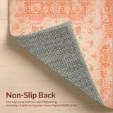 Ultra Soft Area Rug, Non Slip, Stain Resistant, Washable Area Rugs for Living Room, Bedroom, Earthy Tone Curvilinear Patterns(Orange)