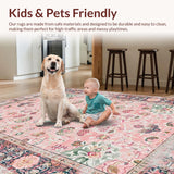Ultra Soft Area Rug, Non Slip, Stain Resistant, Washable Area Rugs for Living Room, Bedroom, Stylish Circular Pastel Harmony(Pink)