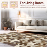 Ultra Soft Area Rug, Non Slip, Stain Resistant, Washable Area Rugs for Living Room, Bedroom, Stylish Cozy Neutral Geometric(Beige)