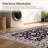 Ultra Soft Area Rug, Non Slip, Stain Resistant, Washable Area Rugs for Living Room, Bedroom, Vibrant Floral Accents on Beige(Purple)