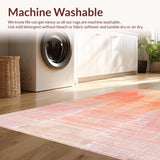Ultra Soft Area Rug, Non Slip, Stain Resistant, Washable Area Rugs for Living Room, Bedroom, Sunrise Blush Rug: Modern Ombre, Geometric Elegance(Orange)