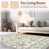 Elegant Damask with Smoke and Beige Tones Ornate Floral Motifs(Beige)