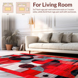 Ultra Soft Area Rug, Non Slip, Stain Resistant, Washable Area Rugs for Living Room, Bedroom, Vibrant Circular Geometric Artwork(Red)
