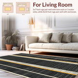 Ultra Soft Area Rug, Non Slip, Stain Resistant, Washable Area Rugs for Living Room, Bedroom, Boho Striped Monochrome Aesthetic(Black)