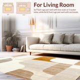 Easy Cleaning Abstract Sculptural Beige Cream Area(Beige)