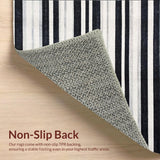 Ultra Soft Area Rug, Non Slip, Stain Resistant, Washable Area Rugs for Living Room, Bedroom, Contrast Rhythm Stripe Rug with Artistic Parallel Lines and Sleek Simplicity(Black)