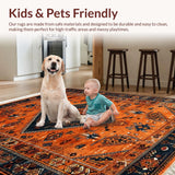 Ultra Soft Area Rug, Non Slip, Stain Resistant, Washable Area Rugs for Living Room, Bedroom, Vibrant Rustic Abstract Aesthetic(Orange)