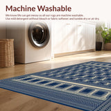 Ultra Soft Area Rug, Non Slip, Stain Resistant, Washable Area Rugs for Living Room, Bedroom, Navy Woven Geometric Patterned Accent(Blue)