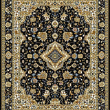 Ultra Soft Area Rug, Non Slip, Stain Resistant, Washable Area Rugs for Living Room, Bedroom, Chic Black and Gold Motif(Black)