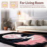 Ultra Soft Area Rug, Non Slip, Stain Resistant, Washable Area Rugs for Living Room, Bedroom, Celestial Floral Abstract Composition(Pink)