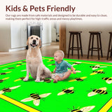 Ultra Soft Area Rug, Non Slip, Stain Resistant, Washable Area Rugs for Living Room, Bedroom, Lively Black Contemporary Print(Green)