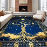 Ultra Soft Area Rug, Non Slip, Stain Resistant, Washable Area Rugs for Living Room, Bedroom, Transitional Mystic Symbolism Style(Blue)