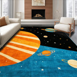 Ultra Soft Area Rug, Non Slip, Stain Resistant, Washable Area Rugs for Living Room, Bedroom, Vibrant Cosmic Exploration Motif(Black)
