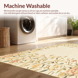 Ultra Soft Area Rug, Non Slip, Stain Resistant, Washable Area Rugs for Living Room, Bedroom, Retro Beige Abstract Floral and Curvilinear(Beige)