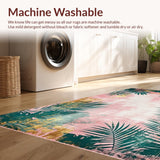 Ultra Soft Area Rug, Non Slip, Stain Resistant, Washable Area Rugs for Living Room, Bedroom, Sophisticated Tropical Medallion Style(Pink)