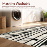 Ultra Soft Area Rug, Non Slip, Stain Resistant, Washable Area Rugs for Living Room, Bedroom, Contemporary Porch Stripe Rug with Sleek Lines and Eye-Catching Contrast Pattern(Gray)
