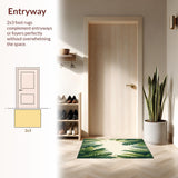 Ultra Soft Area Rug, Non Slip, Stain Resistant, Washable Area Rugs for Living Room, Bedroom, Lush Tropical Escape Area Green Beige Leaf(Green)