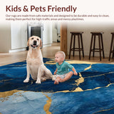 Ultra Soft Area Rug, Non Slip, Stain Resistant, Washable Area Rugs for Living Room, Bedroom, Dynamic Fluid Artful Composition(Blue)