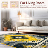 Ultra Soft Area Rug, Non Slip, Stain Resistant, Washable Area Rugs for Living Room, Bedroom, Vintage Tribal Grey and Yellow Living Room Rug(Black)