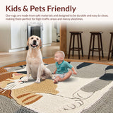 Ultra Soft Area Rug, Non Slip, Stain Resistant, Washable Area Rugs for Living Room, Bedroom, Delightful Earthy Cat Aesthetic(Beige)