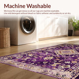 Ultra Soft Area Rug, Non Slip, Stain Resistant, Washable Area Rugs for Living Room, Bedroom, Stylish Symmetrical Floral Design(Purple)