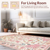 Ultra Soft Area Rug, Non Slip, Stain Resistant, Washable Area Rugs for Living Room, Bedroom, Contemporary Floral Whimsical Vibe(Ivory)