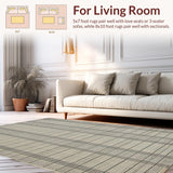 Ultra Soft Area Rug, Non Slip, Stain Resistant, Washable Area Rugs for Living Room, Bedroom, Timeless Vintage Patterned Geometry(Beige)