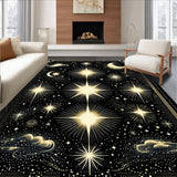 Ultra Soft Area Rug, Non Slip, Stain Resistant, Washable Area Rugs for Living Room, Bedroom, Boho Celestial Black Bedroom Meditation Rug(Black)