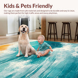 Ultra Soft Area Rug, Non Slip, Stain Resistant, Washable Area Rugs for Living Room, Bedroom, Ocean Surfer Adventure Rug Beachside Wave Catcher Carpet With Summer Vibes(Blue)
