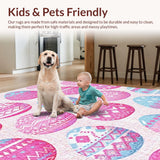 Ultra Soft Area Rug, Non Slip, Stain Resistant, Washable Area Rugs for Living Room, Bedroom, Joyful Easter Celebration Artwork(Pink)