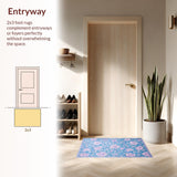 Ultra Soft Area Rug, Non Slip, Stain Resistant, Washable Area Rugs for Living Room, Bedroom, Charming Soft Geometric Elements(Blue)