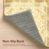 Ultra Soft Area Rug, Non Slip, Stain Resistant, Washable Area Rugs for Living Room, Bedroom, Stylish Area Gift for Muslim Celebrations with Shawl and Kufi Hat(Gold)