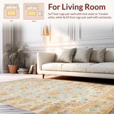 Ultra Soft Area Rug, Non Slip, Stain Resistant, Washable Area Rugs for Living Room, Bedroom, Chic Neutral Toned Medallion(Blue)
