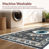 Ultra Soft Area Rug, Non Slip, Stain Resistant, Washable Area Rugs for Living Room, Bedroom, Dark Gray Textured Geometric Style(Gray)