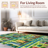 Ultra Soft Area Rug, Non Slip, Stain Resistant, Washable Area Rugs for Living Room, Bedroom, Non-Slip Road Design Carpet for Classroom Game Area(Gray)