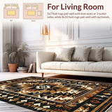 Ultra Soft Area Rug, Non Slip, Stain Resistant, Washable Area Rugs for Living Room, Bedroom, Dynamic High-Contrast Lattice Art(Black)