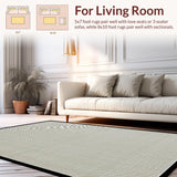 Ultra Soft Area Rug, Non Slip, Stain Resistant, Washable Area Rugs for Living Room, Bedroom, Subtle Black Cotton Contrast(White)