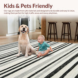 Ultra Soft Area Rug, Non Slip, Stain Resistant, Washable Area Rugs for Living Room, Bedroom, Modern Geometric Outdoor Carpet(Black)