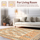 Ultra Soft Area Rug, Non Slip, Stain Resistant, Washable Area Rugs for Living Room, Bedroom, Trendy Minimalist Diamond Textures(Orange)
