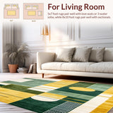 Ultra Soft Area Rug, Non Slip, Stain Resistant, Washable Area Rugs for Living Room, Bedroom, Tonal Geometric Fluffy for Living Area(Yellow)