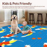Ultra Soft Area Rug, Non Slip, Stain Resistant, Washable Area Rugs for Living Room, Bedroom, Vivid Marine Animal Aesthetic(Blue)