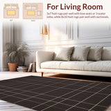 Ultra Soft Area Rug, Non Slip, Stain Resistant, Washable Area Rugs for Living Room, Bedroom, Urban Stylish Plaid Visual Harmony(Brown)