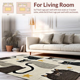 Ultra Soft Area Rug, Non Slip, Stain Resistant, Washable Area Rugs for Living Room, Bedroom, Rustic Neutral Toned Decor(Gray)