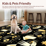 Ultra Soft Area Rug, Non Slip, Stain Resistant, Washable Area Rugs for Living Room, Bedroom, Modern Artistic Animal Head Welcome(Black)