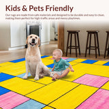Ultra Soft Area Rug, Non Slip, Stain Resistant, Washable Area Rugs for Living Room, Bedroom, Playful Tiled Pattern Design(Yellow)