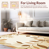 Beige Leaf Design Area Easy Clean(Beige)