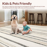 Ultra Soft Area Rug, Non Slip, Stain Resistant, Washable Area Rugs for Living Room, Bedroom, Boho Inspired Runner with a Simple Striped Design(Beige)