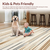 Ultra Soft Area Rug, Non Slip, Stain Resistant, Washable Area Rugs for Living Room, Bedroom, Rustic Scalloped Natural Fiber(Beige)