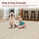 Ultra Soft Area Rug, Non Slip, Stain Resistant, Washable Area Rugs for Living Room, Bedroom, Rustic Natural Fiber Weave(Beige)
